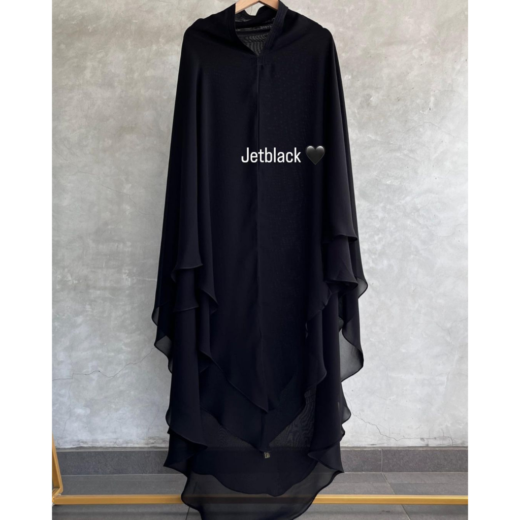 Ummarah Khimar Nonpad Jetblack by aishmadina