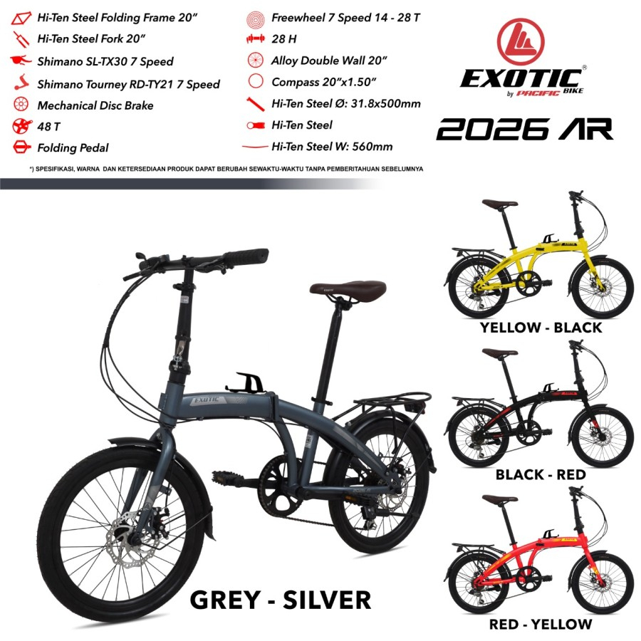 SEPEDA LIPAT EXOTIC 2026 AT 20INCH ( FREE COVER SADDEL & BICYCLE HELMET ) || SEPEDA LIPAT EXOTIC 202