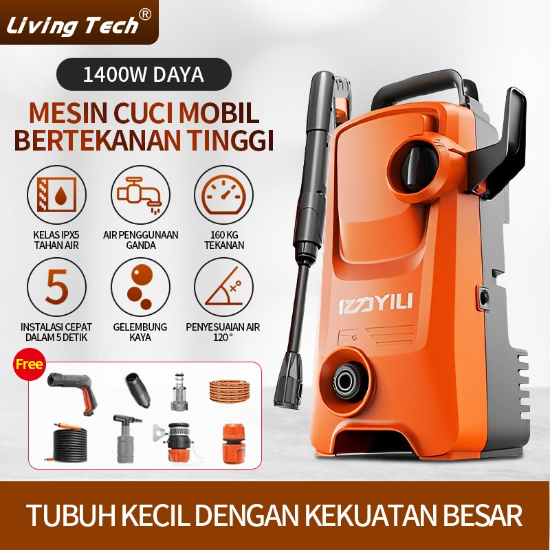 LIVING  Mesin cuci mobil portabel / mesin cuci tekanan tinggi / mesin cuci mobil dan sepeda motor