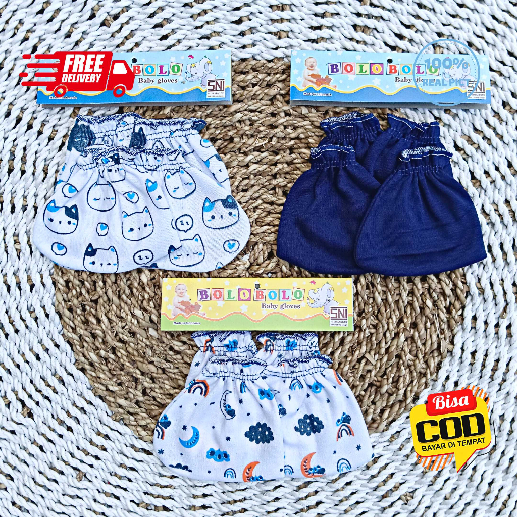 SALE 7.7 - 3 PCS Sarung Tangan 3 PCS Sarung Kaki Bolo-Bolo Serian NAVY