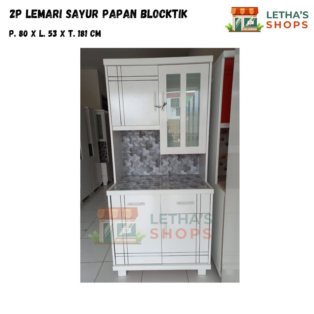 LEMARI SAYUR / DAPUR / RAK PIRING KAYU BLOCKTEAK (2 PINTU)