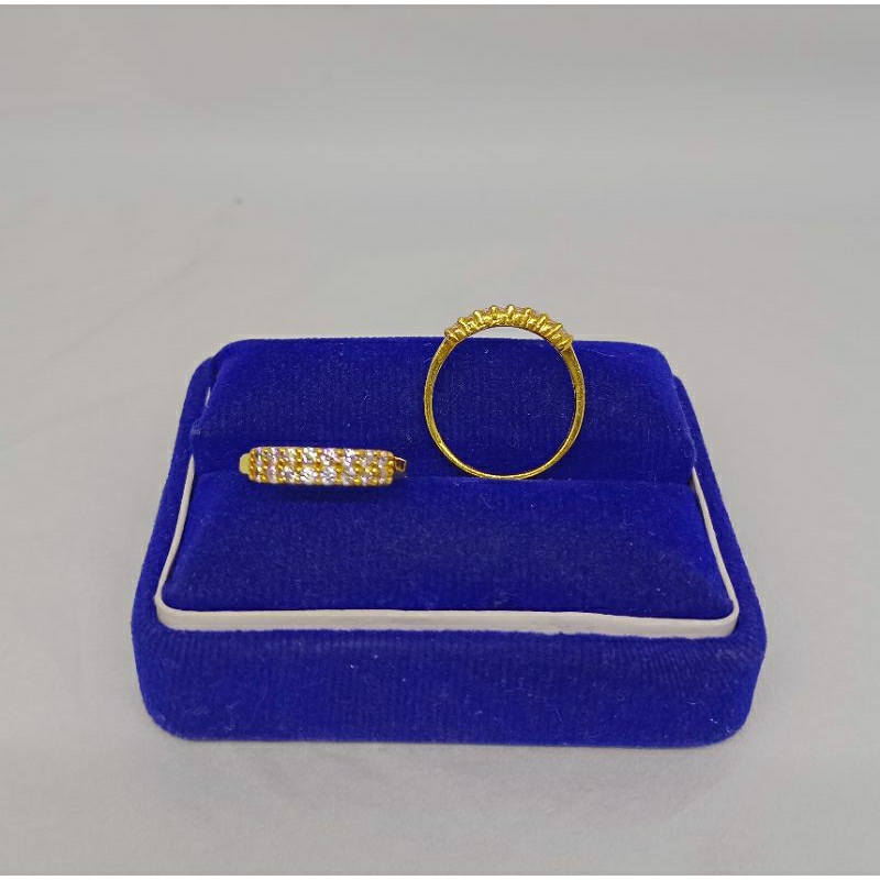 CINCIN PERAK ASLI SILVER 925 LAPIS EMAS/CINCIN DOUBLE MATA PUTIH 2 BARIS USIA TANGGUNG/ASLI SILVER/CINCIN FASHION USIA TANGGUNG