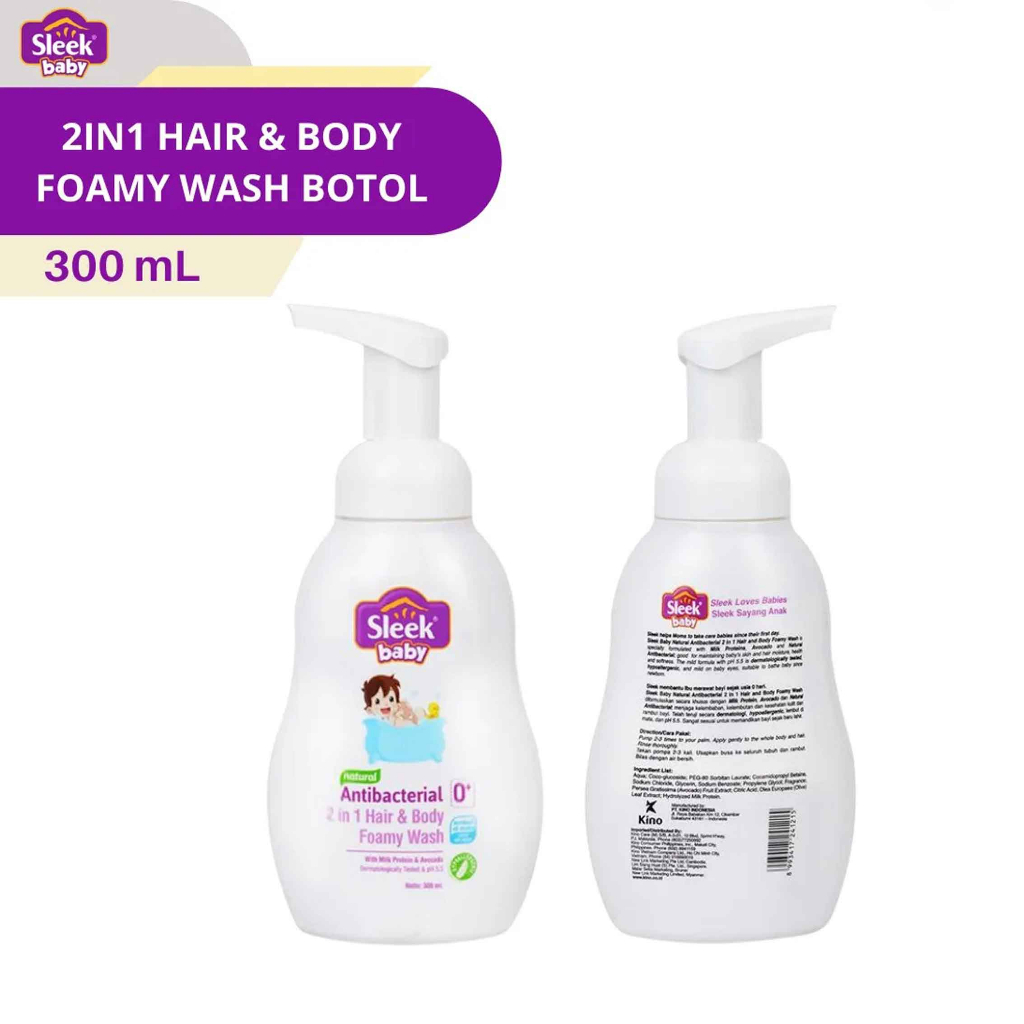 SLEEK BABY NATURAL ANTI BACTERIAL 2 IN 1 HAIR &amp; BODY FOAMY WASH 300ml