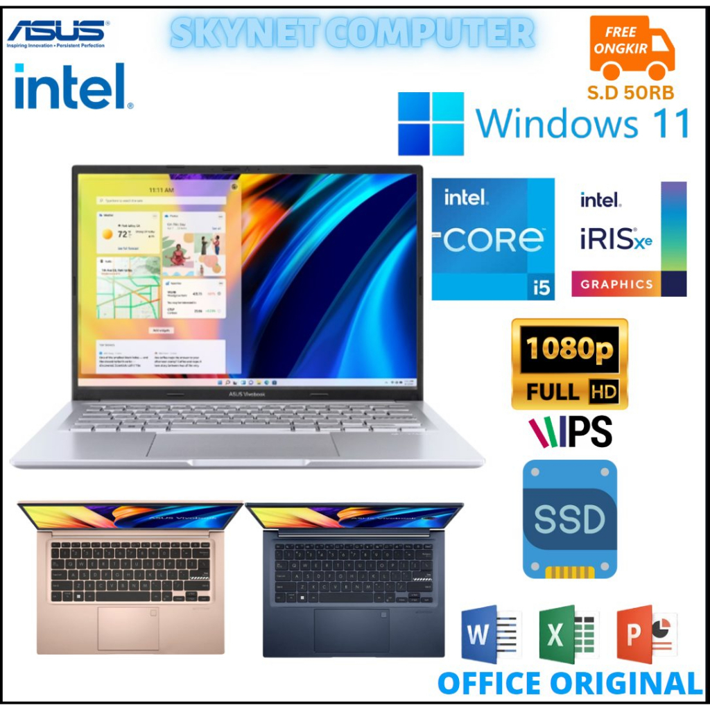 ASUS VIVOBOOK A1404VA INTEL CORE i5 1355U RAM16GB SSD512GB FHD IPS WINDOWS 11 DAN OFFICE 2021 ORIGINAL