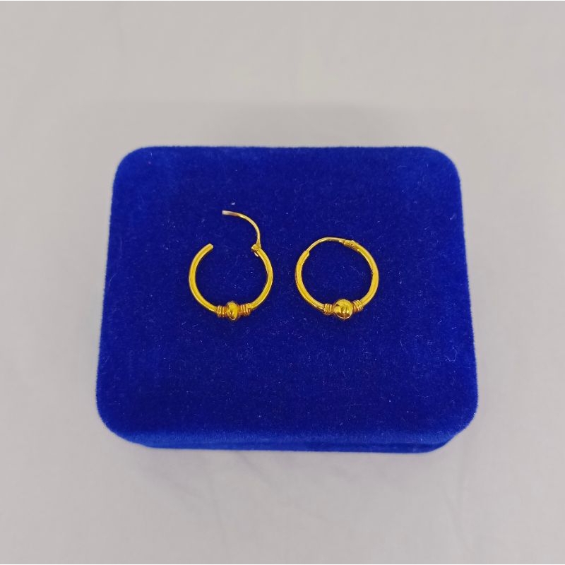 anting gypsy bulat kombinasi pentul S925 / perhiasan perak 925 berlapis emas