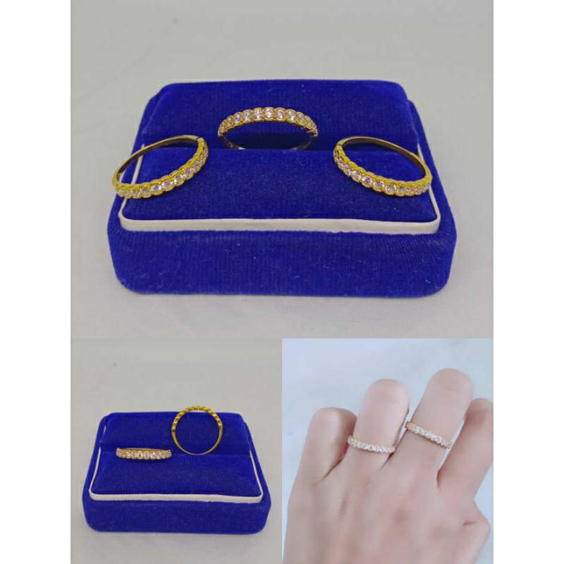 cincin listring mp 1 brs/perak asli silver 925 lapis emas/perhiasan fashion wanita terbaru