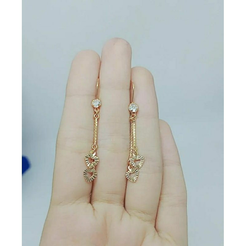 anting kait rumbay+2 love ukir/perak asli silver 925 lapis emas/perhiasan fashion wanita terbaru