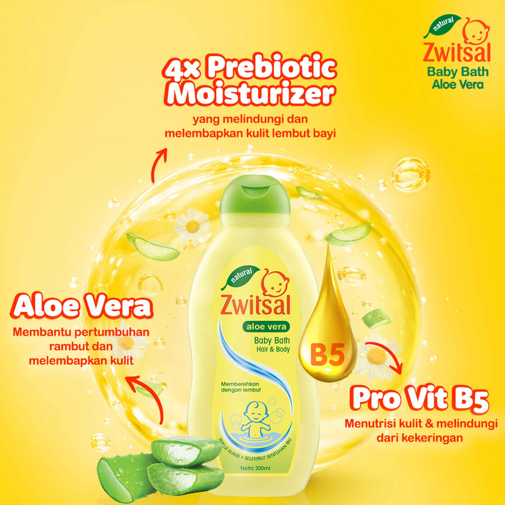 Zwitsal Aloe Vera / Baby Bath Hair &amp; Body / 200ml