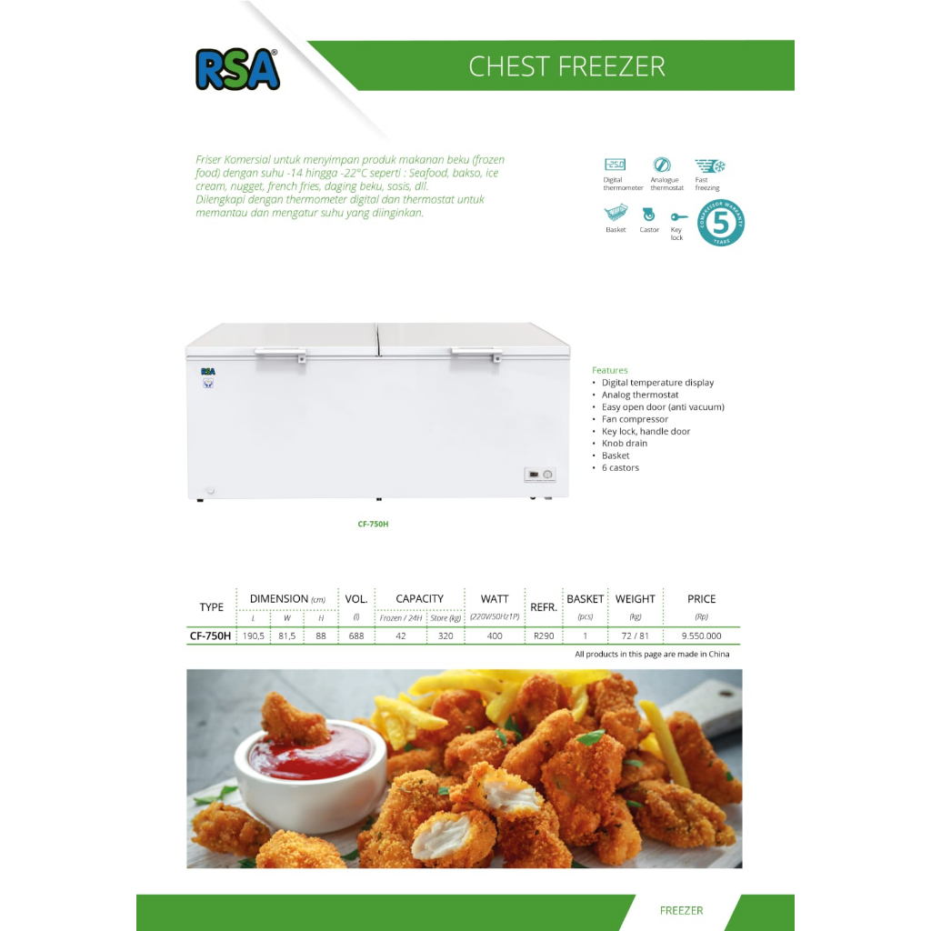 RSA CF 750 H CHEST FREEZER BOX LEMARI PEMBEKU BY GEA