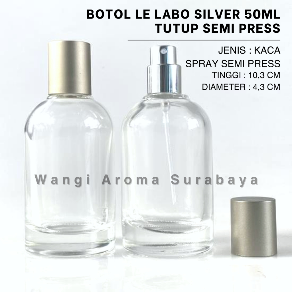 Botol Parfum Le Labo 50ML Silver Spray Semi Press - Botol Parfum Le Labo Semi Press - Botol 50ML