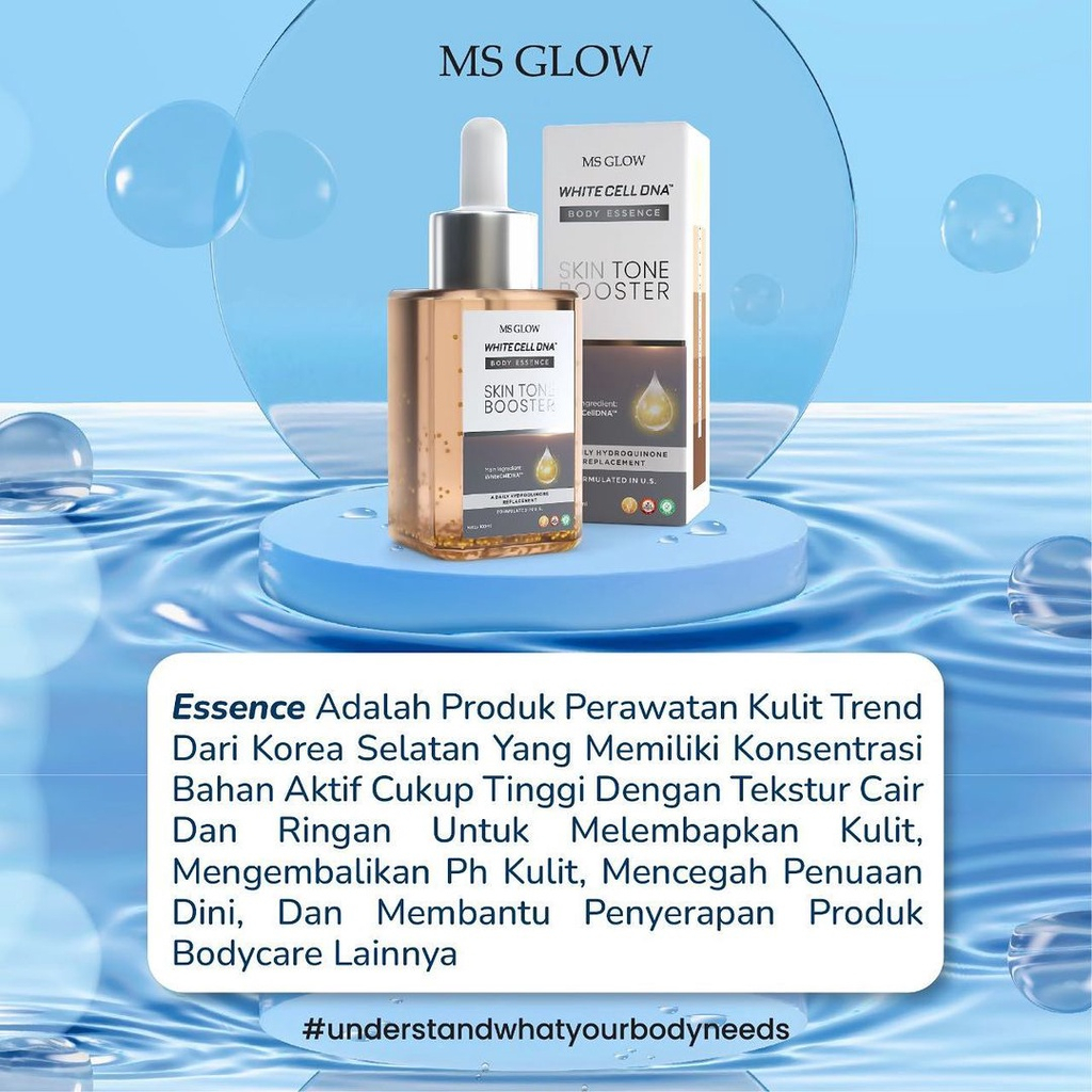 MS GLOW Body Essence White Cell DNA 100ml | Skin Toner Booster | Toner Badan