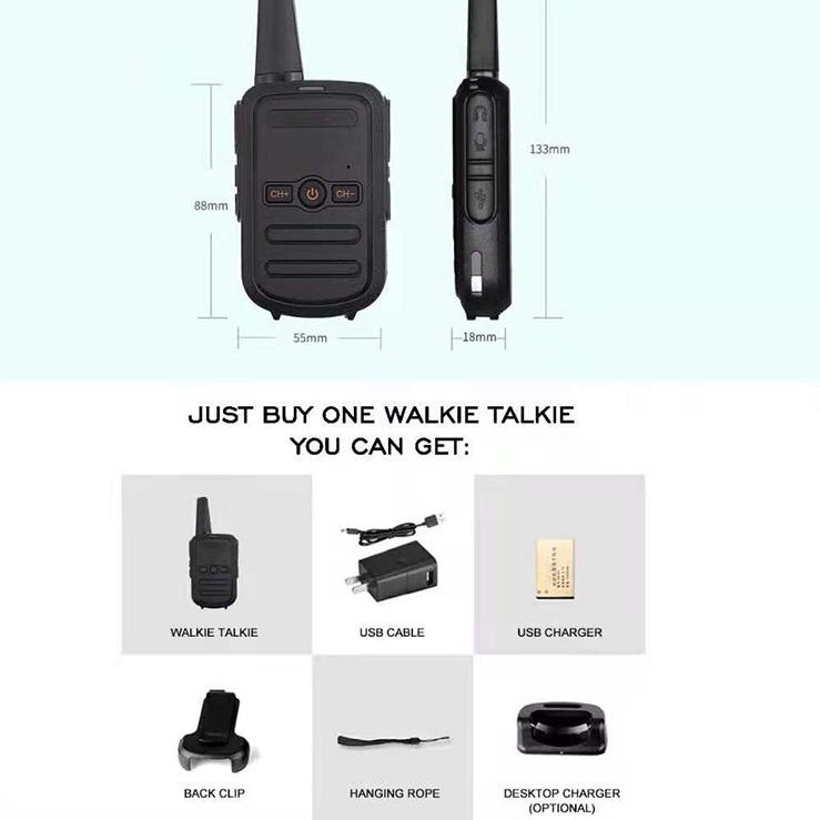 COD 100%Ori HT WLN-C51  Handy Talky sipil daya tinggiMini Wln Two-Way Radio Walkie Talkie