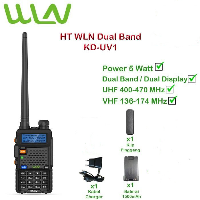 COD 100% Ori HT WLN KD-UV1 Walkie TalkieMirip BF UV5R Dual Band 5W 128CH UHF+VHF handy talkie