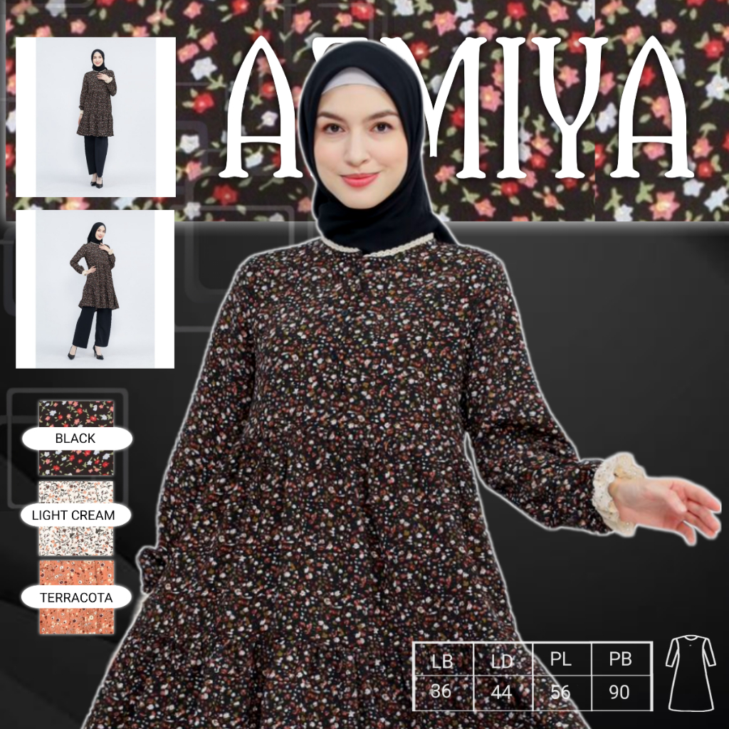 AZMIYA - Baju Tunik Atasan Wanita Terbaru 2023 Remaja Kekinian Model Floral
