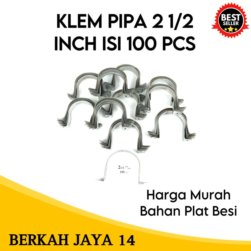 KLEM BESI PLAT PIPA UKURAN 2 1/2 INCH HARGA MURAH BARANG BERKUALITAS ISI 100 BIJI PER PACK TERLARIS