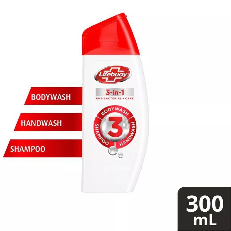 Lifebuoy 3 in 1 handwash shampo dan sabun mandi botol 300ml