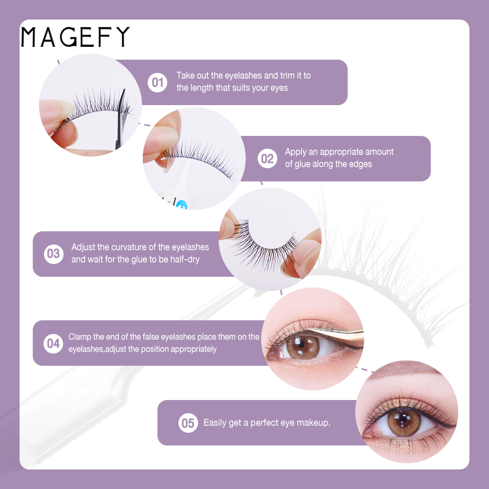 MAGEFY 3 Pasang Bulu Mata Tanpa Lem Natural 3D Eyelash Extension Bulu Mata Palsu 7420