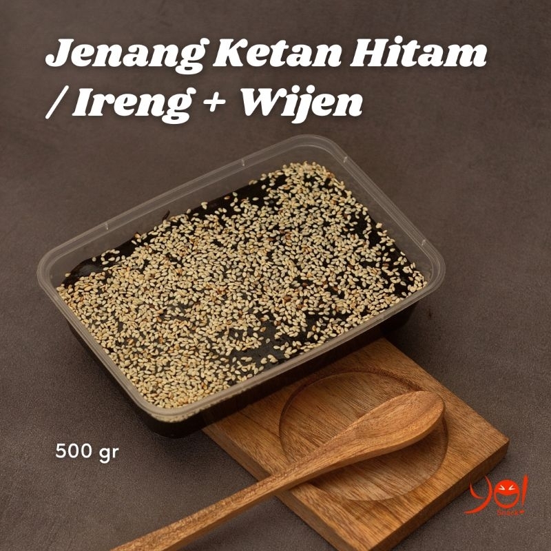 

JENANG KETAN HITAM TABUR WIJEN JENANG KETAN IRENG WIJEN JENANG JADUL JENANG TRADISIONAL 500 gram