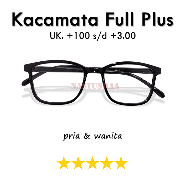 Kacamata Baca Rabun Dekat (+) Uk. +1.00 s/d +3.00 Kacamata Plus Frame Kotak Oversized Hitam Unisex NOCASE