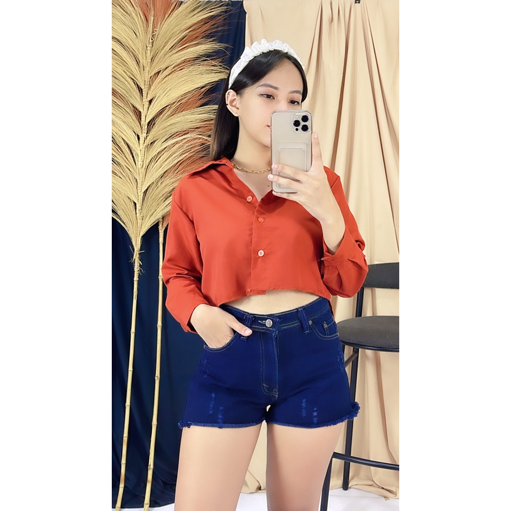 Long LEXA SAKURA / ATASAN KEMEJA CROP WANITA