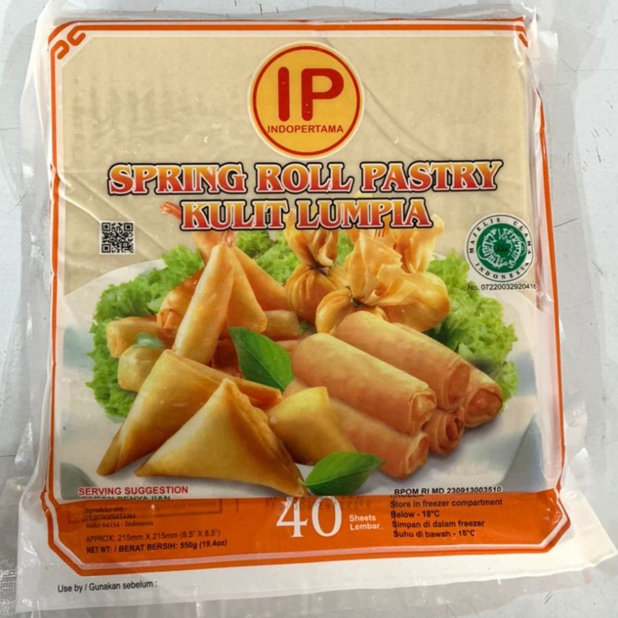 IP Kulit Lumpia/Spring Roll Pastry 21cm (40 Lembar) 550 Gr