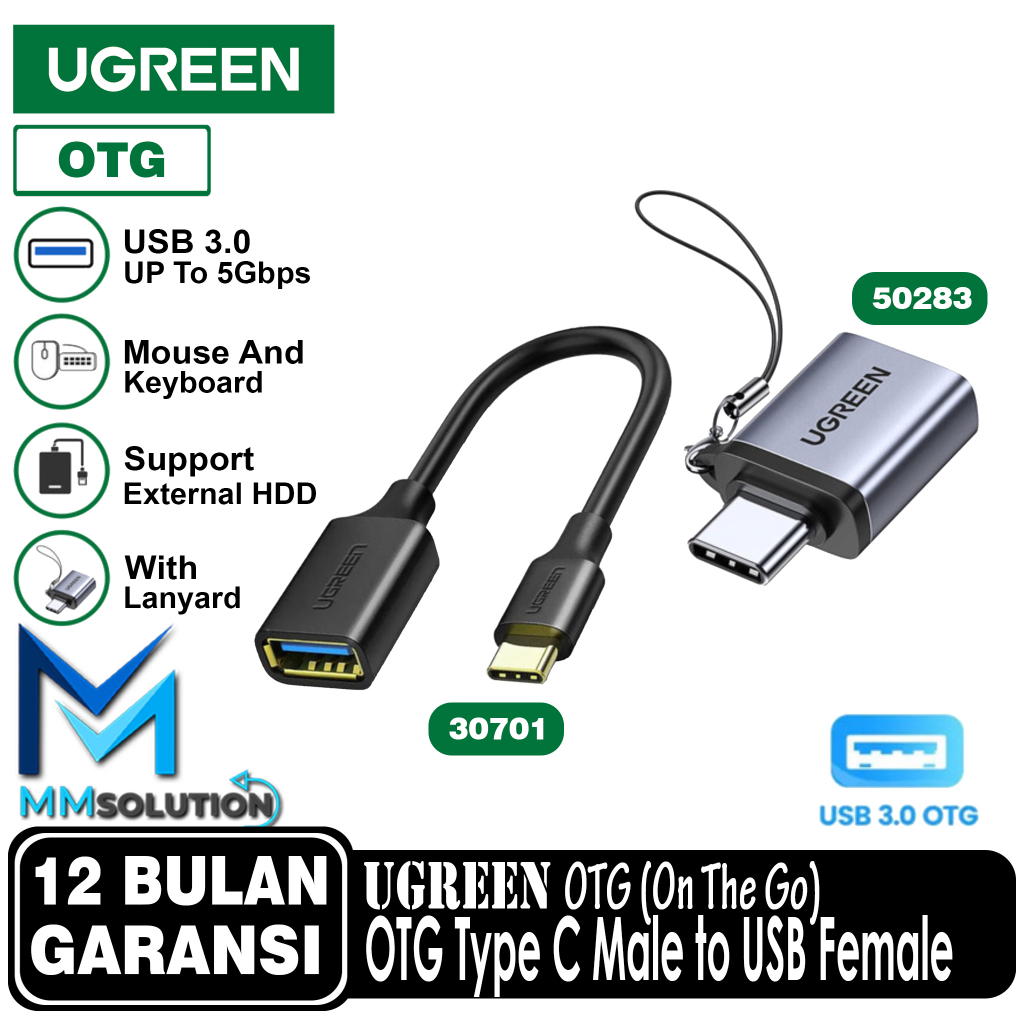 UGREEN OTG Type C Male to USB A 3.0 Female Adapter Converter 5Gbps - 30701 Rp40.000