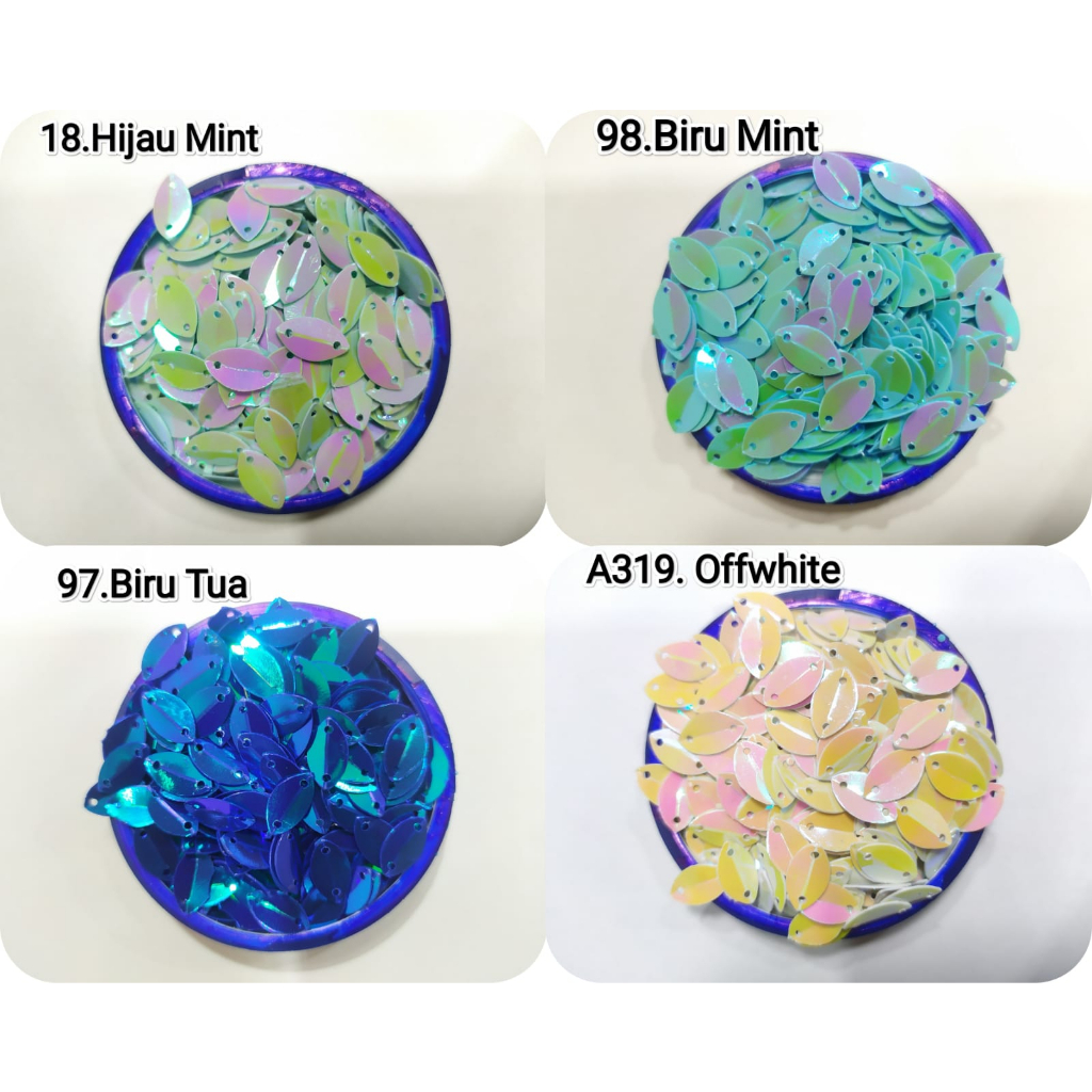 Payet/Sequin Mata Lipat 7x12 , 7x15 dan 9x15 [100 gr]