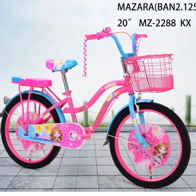 Sepeda mini anak cewek 20 inc keranjang dan boncengan blkng usia 7 tahun ke atas