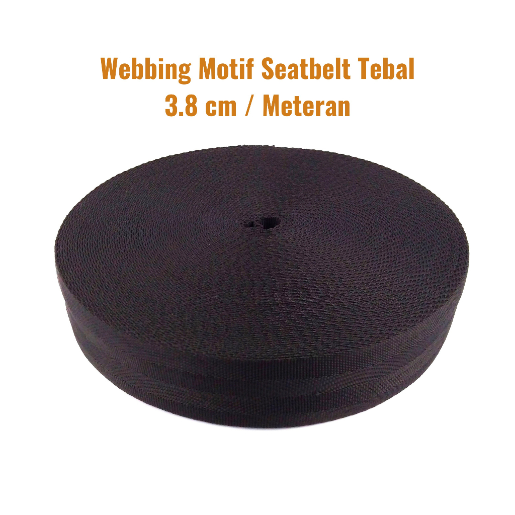 Tali Webbing / Bisban Tas Motif Seatbelt 3.8 cm Tebal Ecer Meteran