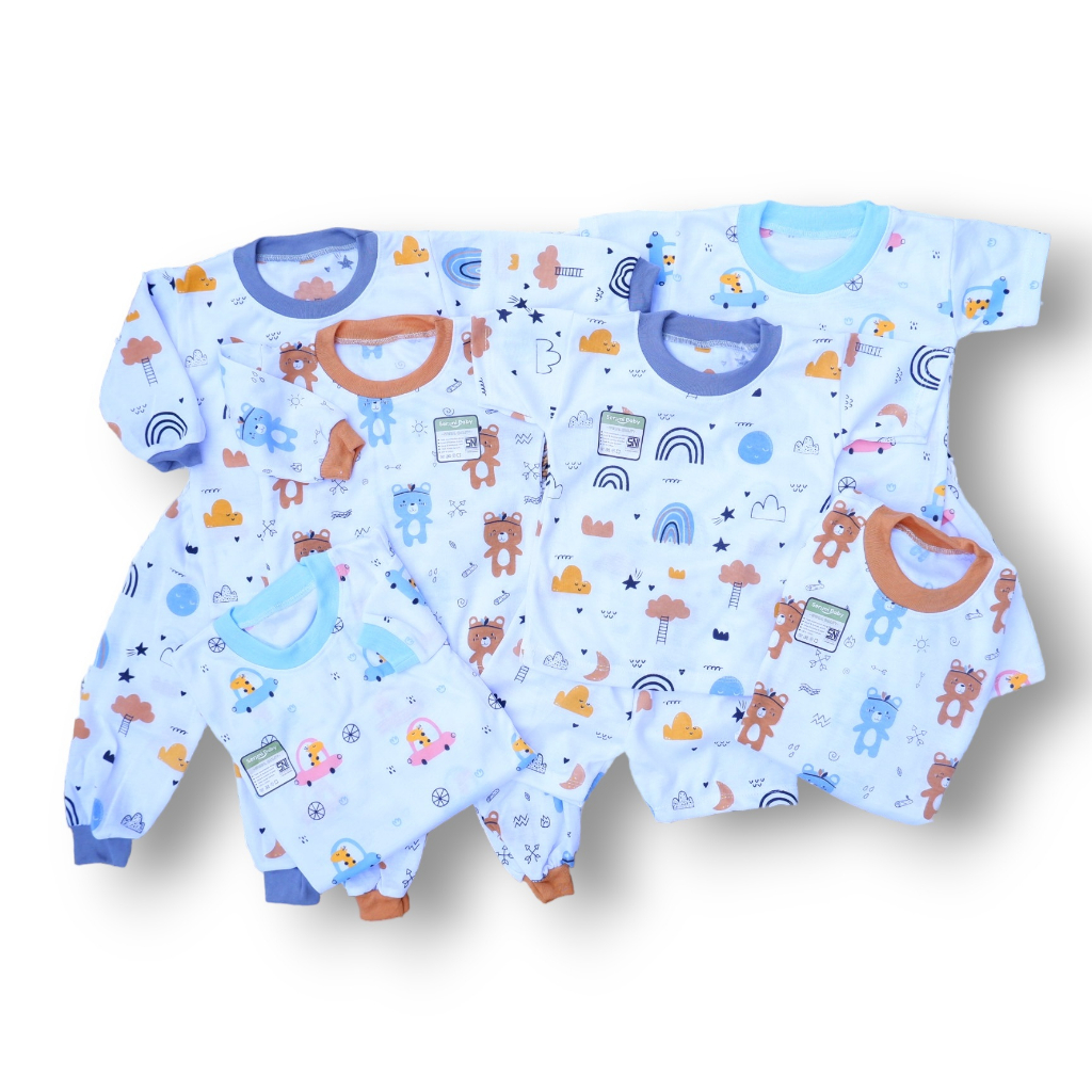 Isi 3 Set Setelan Baju Bayi Seruni Baby SNI Mix Motif 0-12 Bulan