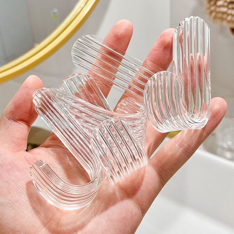 GPO Kait Tempel Dinding J Type Akrilik Kait Serbaguna Gantungan Baju