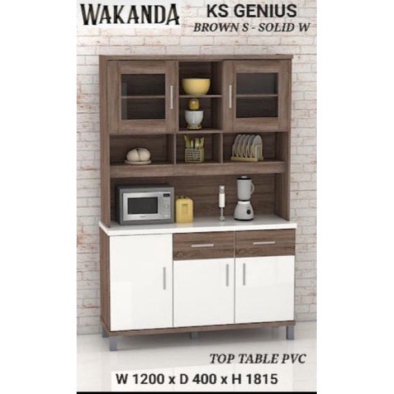 Lemari Dapur 3 Pintu Jendela Kaca