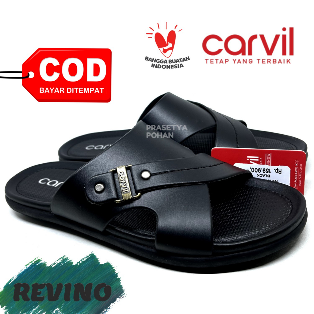 Sandal Kulit Pria Slop Carvil Original - Sendal Slide Pria Kulit Original Carvil