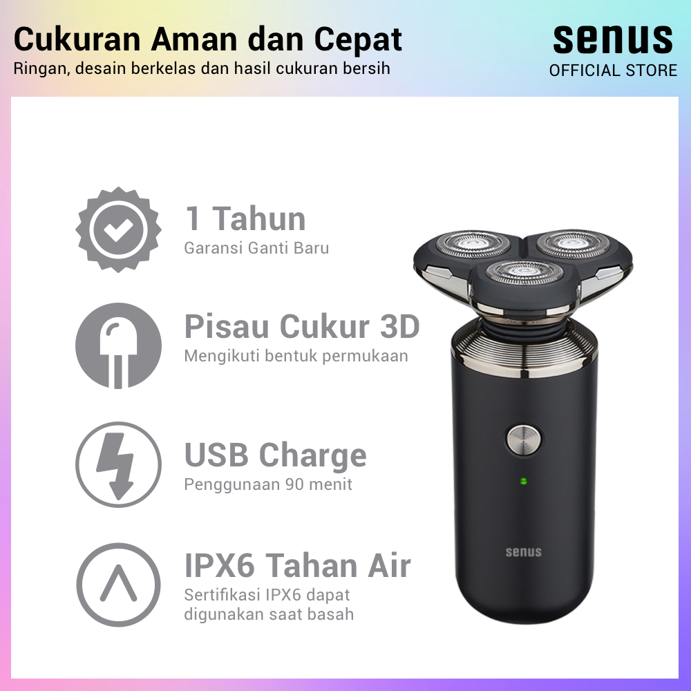 Senus Electric Travel Shaver for Men pencukur jenggot kumis rambut mini