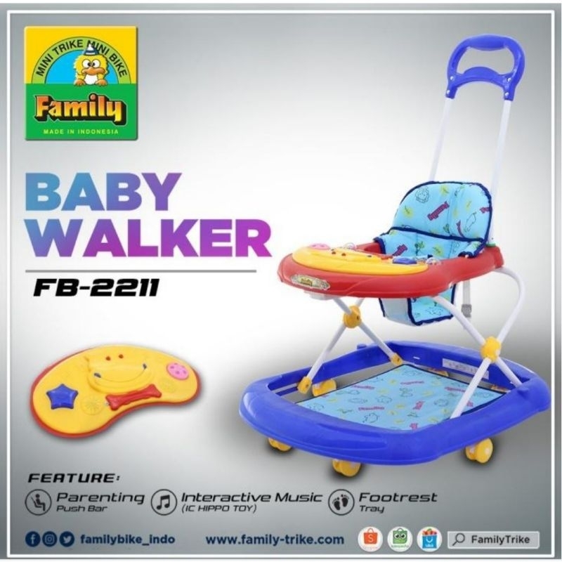 GOSEND SMG Baby Walker Family 2211LD Musik Hippo apolo bayi belajar jalan