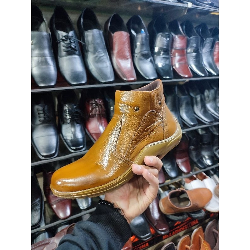 SEPATU PRIA BOOTS KULIT ASLI ZIPPER/SEPATU BOOTS SAFETY KULIT ASLI/SEPATU BOOTS TRENDY/SEPATU PRIA K
