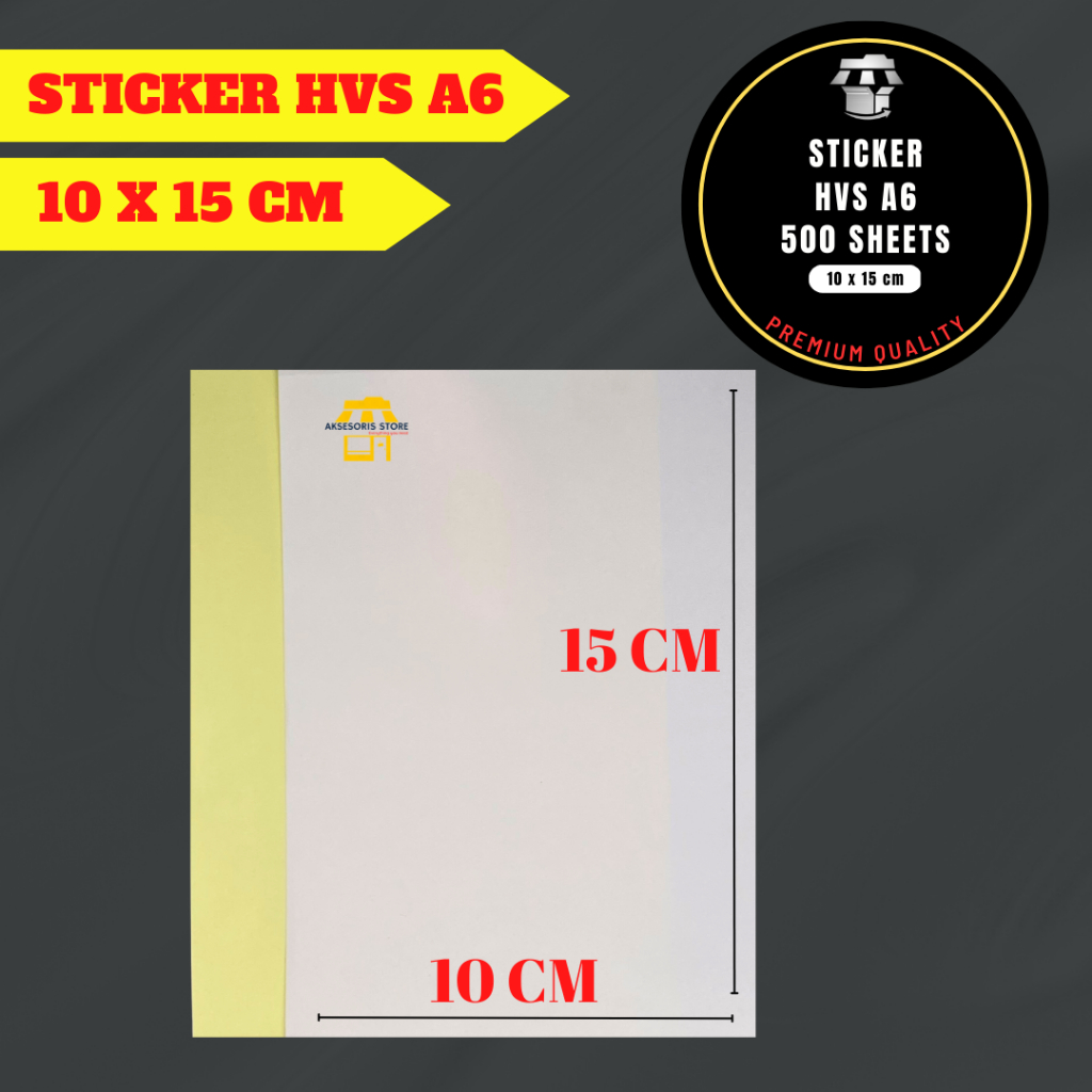 

HJK Stiker Label A6 isi 500 Lembar / Kertas Sticker HVS A6 Ukuran 10X15