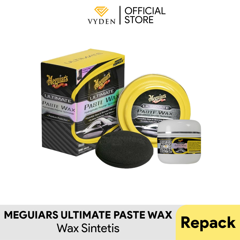MEGUIARS Ultimate Paste Wax New Improved Formula 28,5gr Ecer Paste Pot Pengkilap Mobil Kemasan Kecil Wax terbaiknya Meguiars USA Semi Coating Efek Daun Talas Hydrophobic Tahan Lama