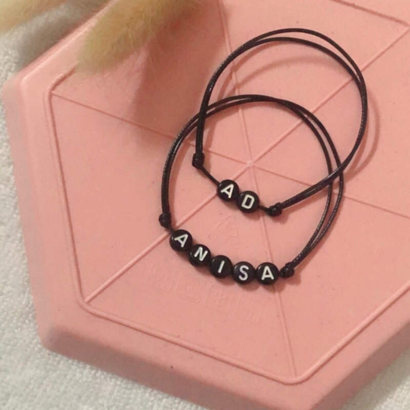 Gelang Bulat request nama / Gelang tali waterproof pria wanita couple