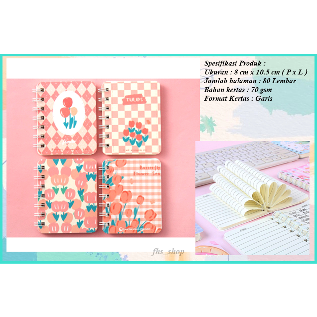 

Notebook Scrapbook A7 Notebook Mini Cute Notebook Lucu A7 Notebook Aesthetic Peach Tulip Notebook A7