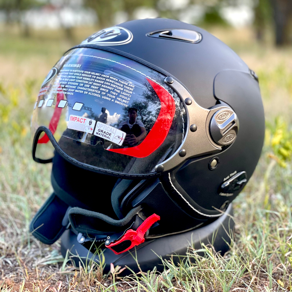 Helm Dewasa Kyt Elsico Retro Solid Half Face Pria Wanita