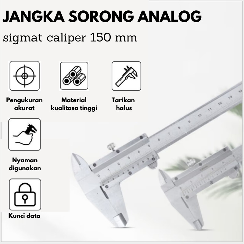 [GRAY.STORE178] Jangka sorong stainless sigmat caliper 150 mm alat pengukur dimensi -JSA