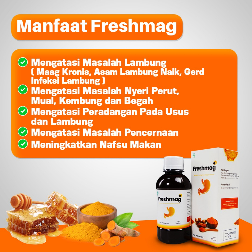 Madu Freshmag - Madu Atasi Asam Lambung Maag Kronis Akut Gerd Lancarkan Pencernaan GERD Lancarkan Sirkulasi Darah Isi 200ml