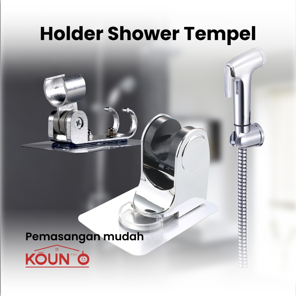 Gantungan Tempel Holder Kepala Shower Kamar Mandi Toilet Stainless Cantolan Shower WC Adjust Tiang Penyangga Kepala Shower Bidet