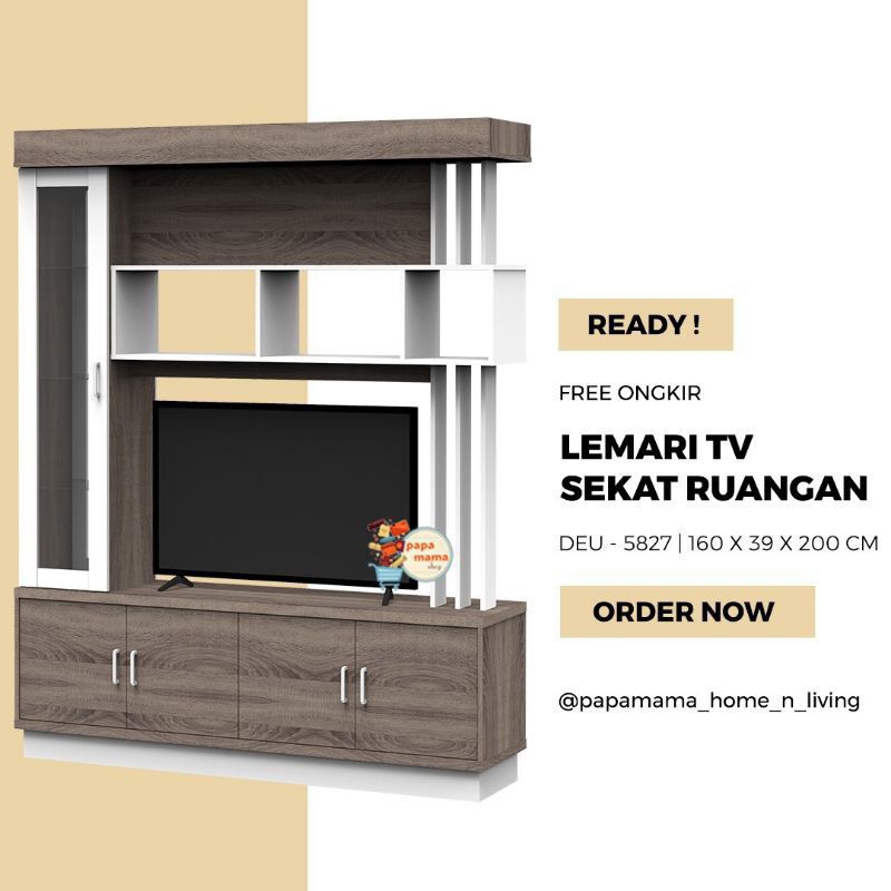Lemari Hias TV Minimalis - Lemari TV Dwi Fungsi Sekat Ruangan 160x200cm