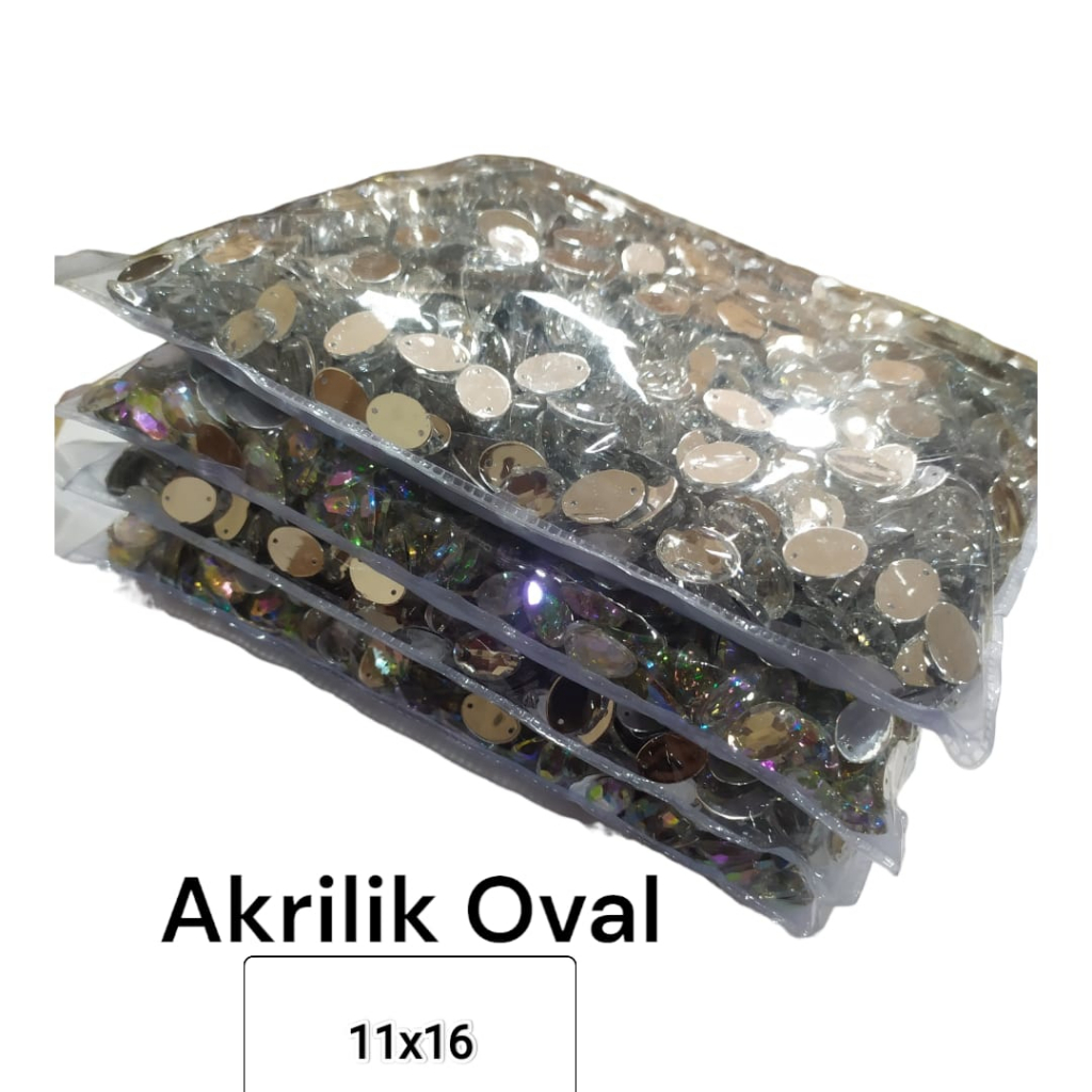 Payet / Diamond Kristal Akrilik Jahit Grade A Oval 11x16, 1000 pcs [Grosir]