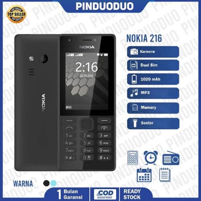 NOKIA 216 DUAL SIM / NOKIA MURAH HP SENTER KAMERA / HP NOKIA JADUL MURAH / NOKIA 216 HITAM BLACK DUA