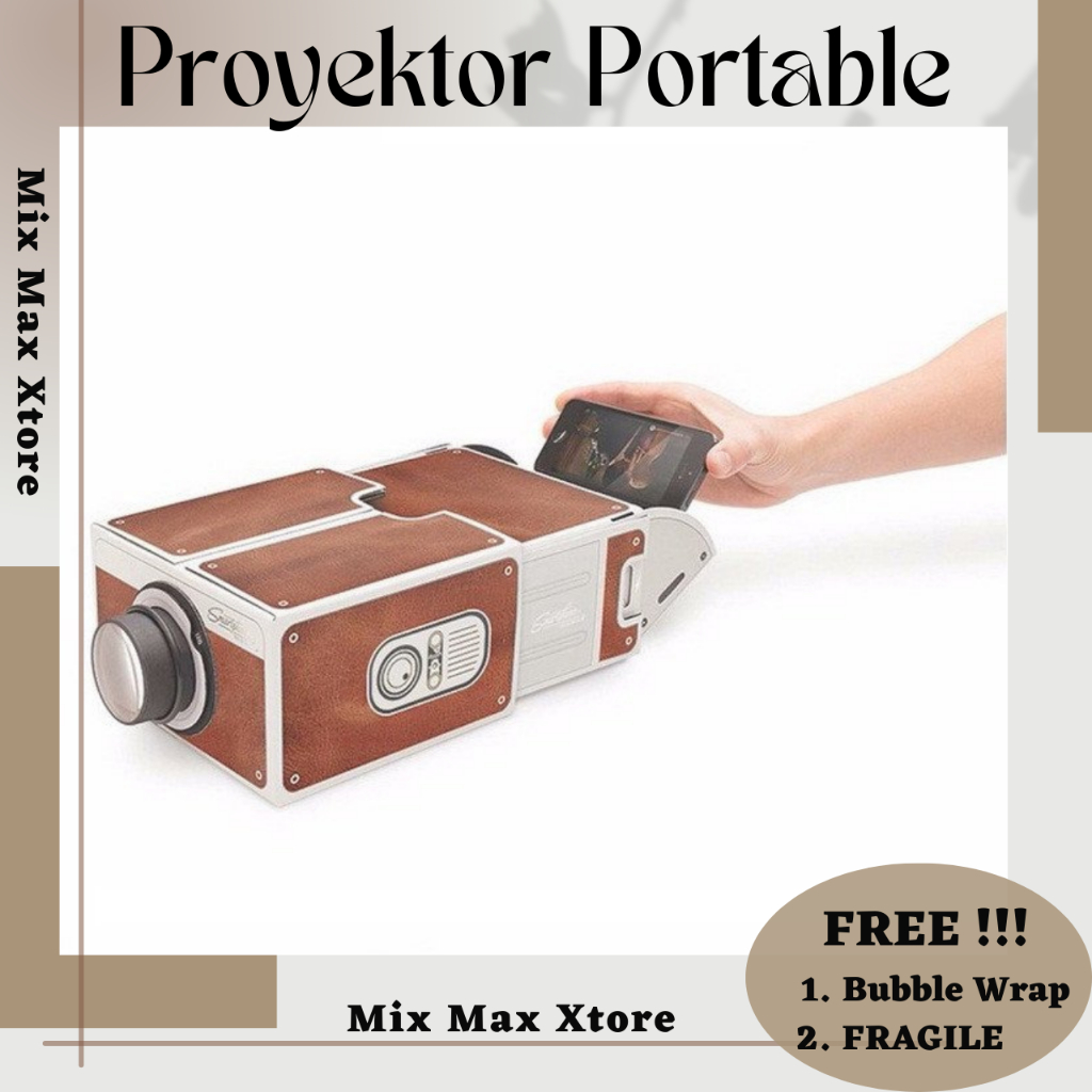 Proyektor Smartphone Portabel Cardboard 2.0 Untuk Menonton Film - Brown