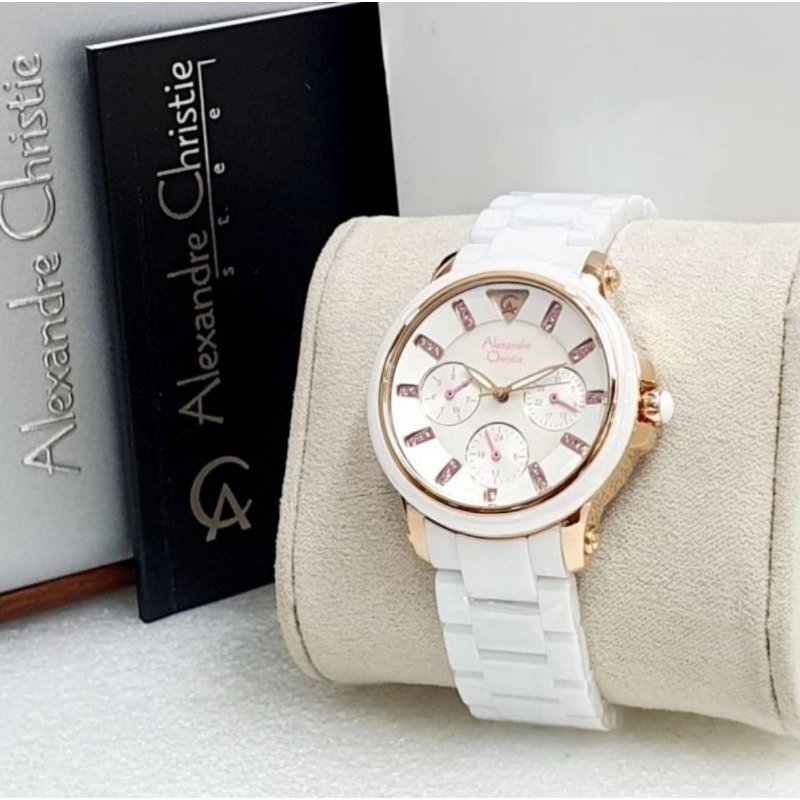 jam tangan wanita original ALEXANDRE CHRISTIE AC2375BF CERAMICA