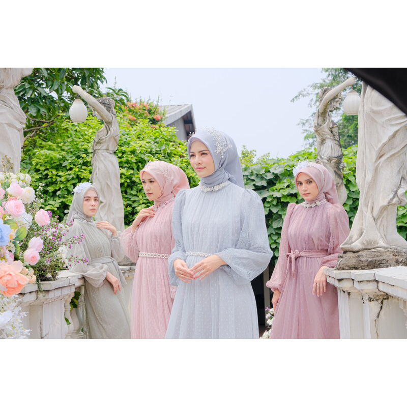 Ounadoutfit AURORA DAN CLARA dess eid series / dress lebaran muslim / pakaian pesta mewah / dress tille kondangan / baju lebaran wanita / outfit lebaran muslim